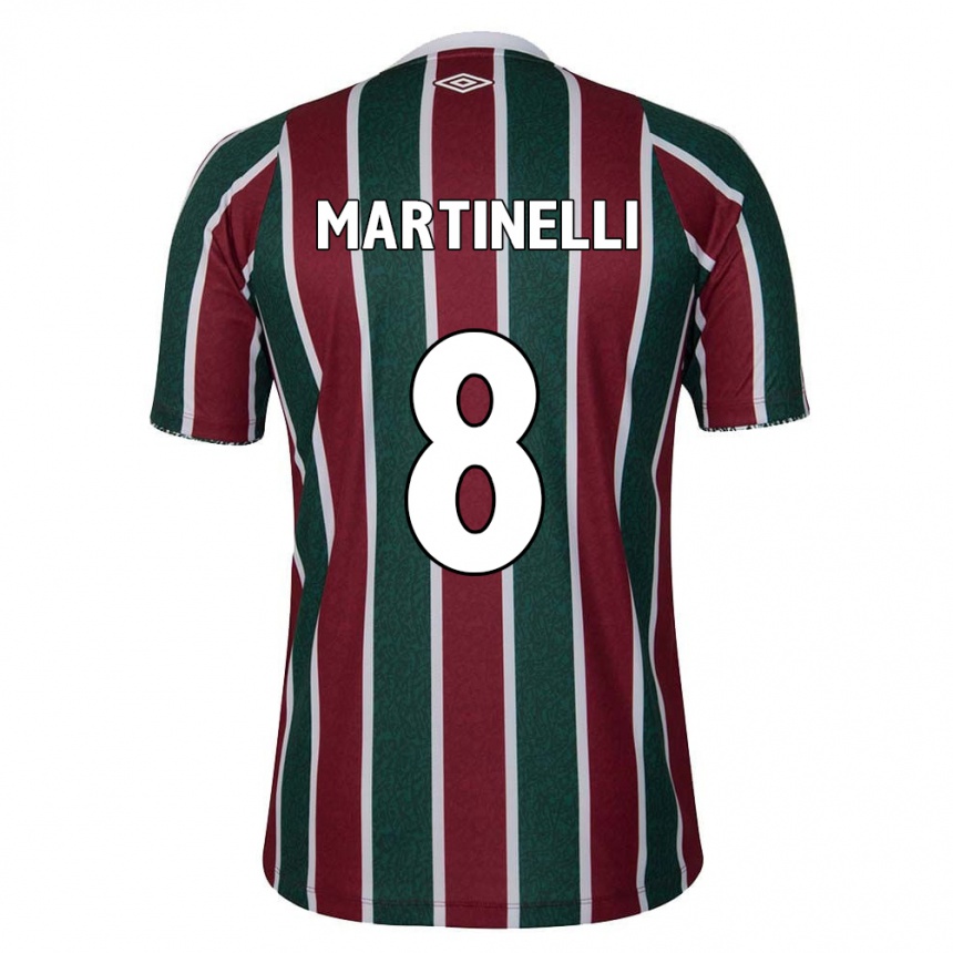 Kids Football Martinelli #8 Green Maroon White Home Jersey 2024/25 T-Shirt Uk