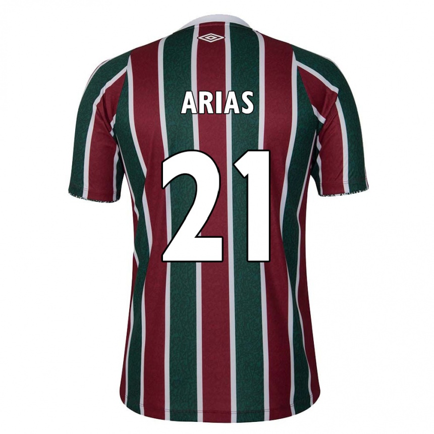 Kids Football Jhon Arias #21 Green Maroon White Home Jersey 2024/25 T-Shirt Uk