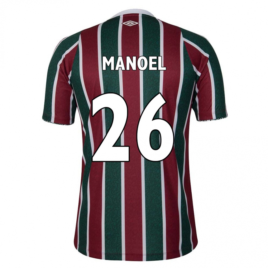 Kids Football Manoel #26 Green Maroon White Home Jersey 2024/25 T-Shirt Uk