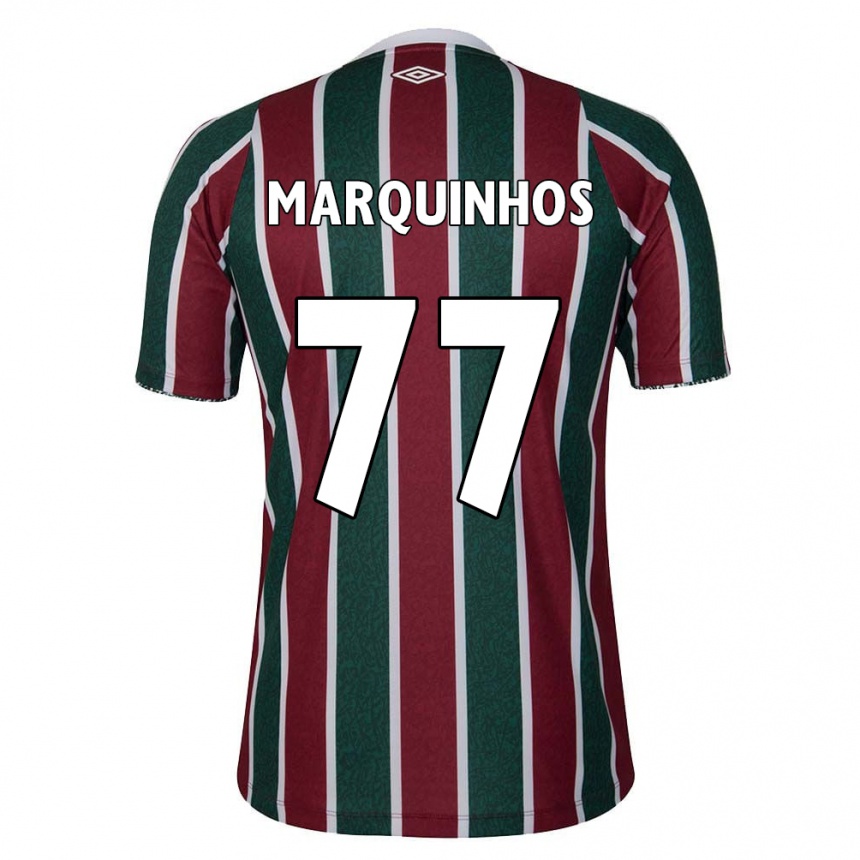 Kids Football Marquinhos #77 Green Maroon White Home Jersey 2024/25 T-Shirt Uk