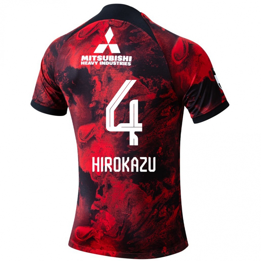 Kids Football Hirokazu Ishihara #4 Red Black Home Jersey 2024/25 T-Shirt Uk