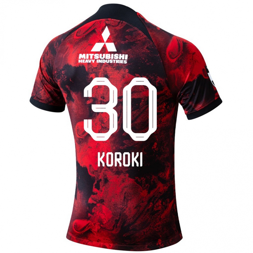 Kids Football Shinzo Koroki #30 Red Black Home Jersey 2024/25 T-Shirt Uk