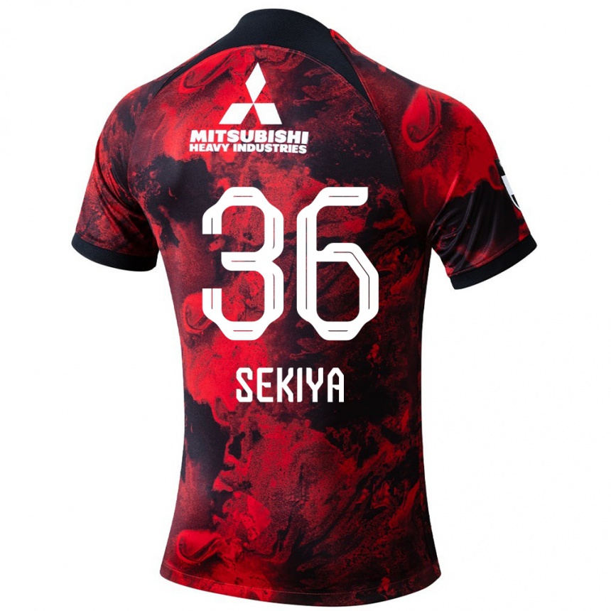 Kids Football Hikaru Sekiya #36 Red Black Home Jersey 2024/25 T-Shirt Uk