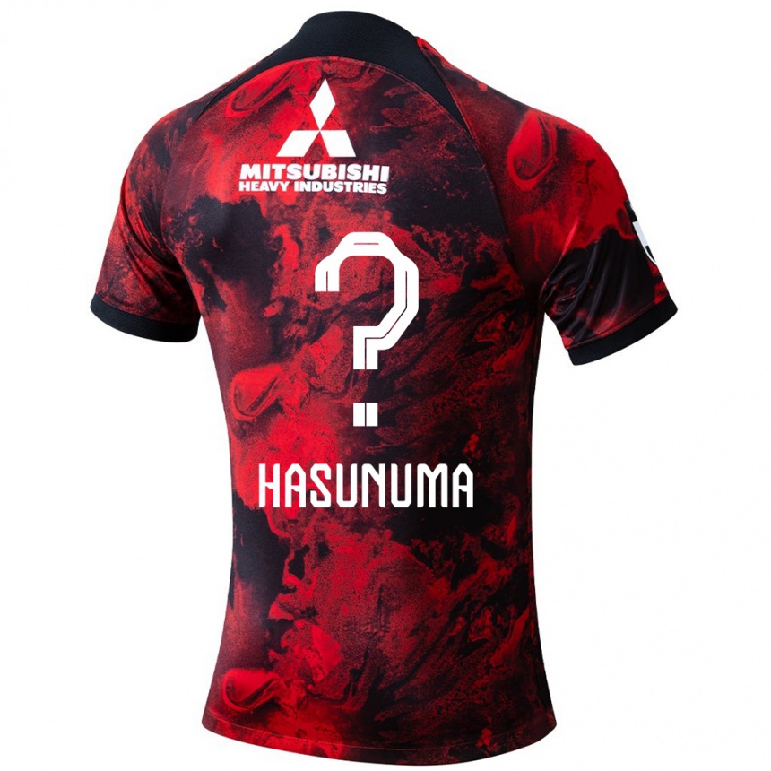 Kids Football Shunsuke Hasunuma #0 Red Black Home Jersey 2024/25 T-Shirt Uk