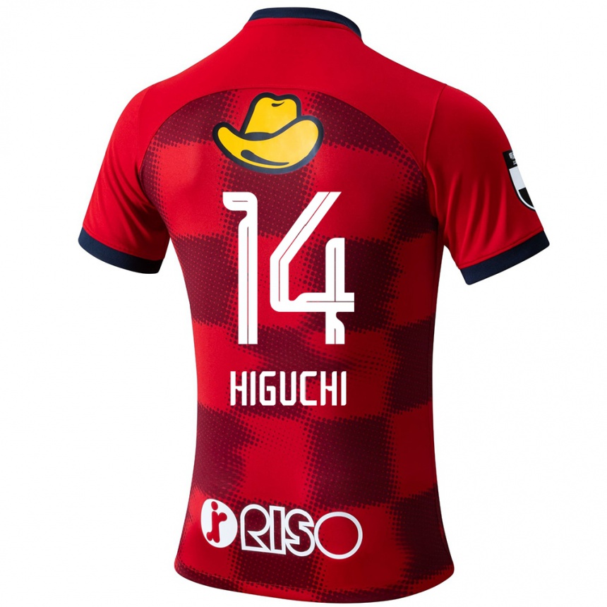 Kids Football Yuta Higuchi #14 Red Blue White Home Jersey 2024/25 T-Shirt Uk