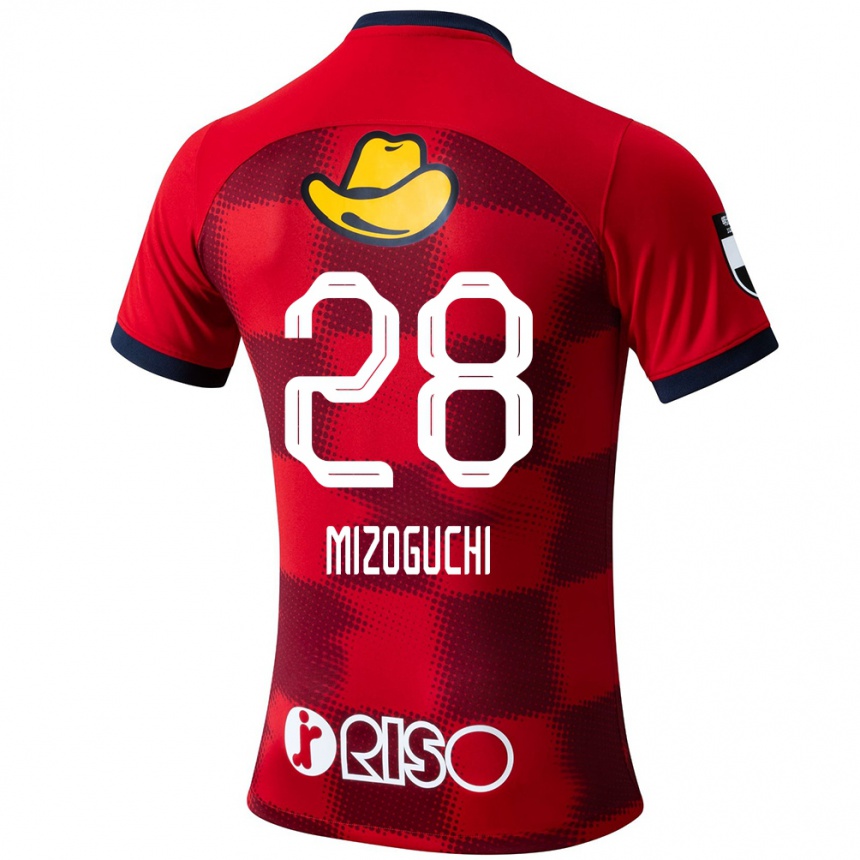 Kids Football Shuhei Mizoguchi #28 Red Blue White Home Jersey 2024/25 T-Shirt Uk