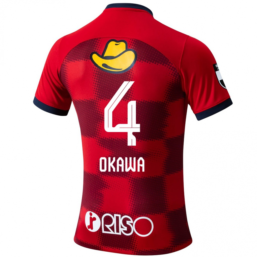 Kids Football Yugo Okawa #4 Red Blue White Home Jersey 2024/25 T-Shirt Uk