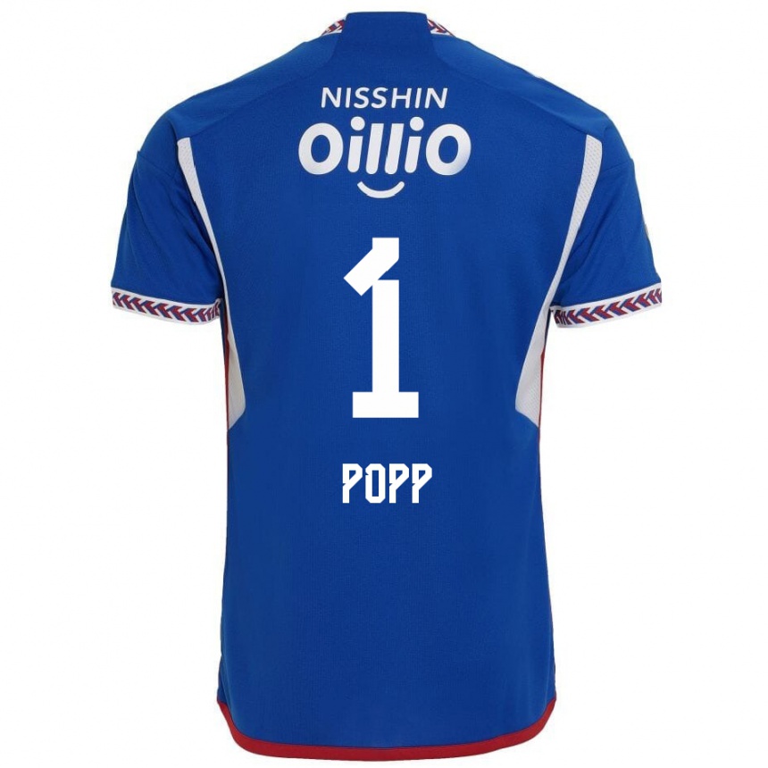 Kids Football William Popp #1 Blue White Red Home Jersey 2024/25 T-Shirt Uk