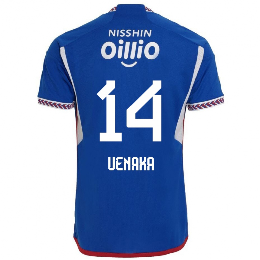 Kids Football Asahi Uenaka #14 Blue White Red Home Jersey 2024/25 T-Shirt Uk