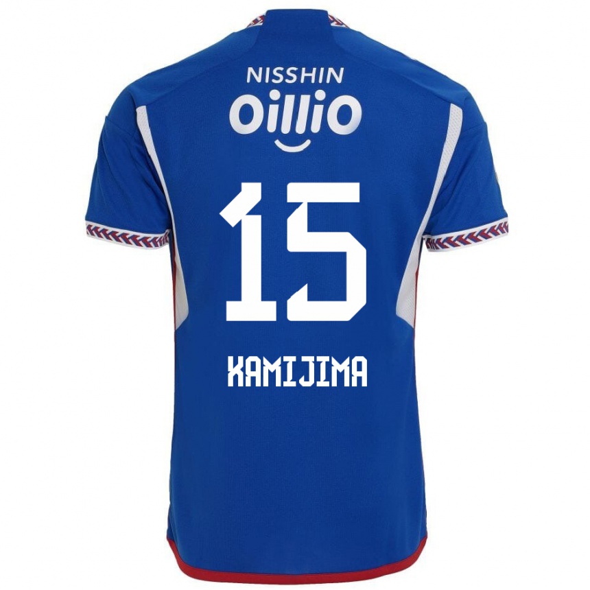 Kids Football Takumi Kamijima #15 Blue White Red Home Jersey 2024/25 T-Shirt Uk