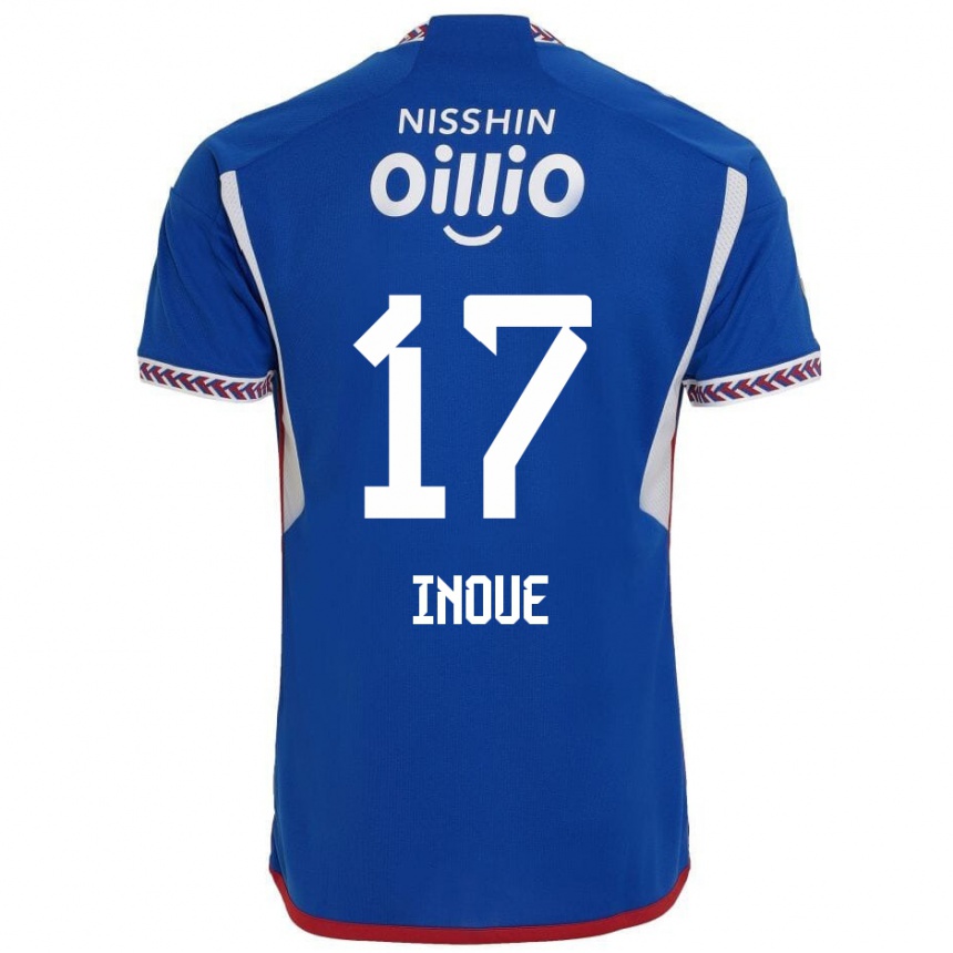 Kids Football Kenta Inoue #17 Blue White Red Home Jersey 2024/25 T-Shirt Uk