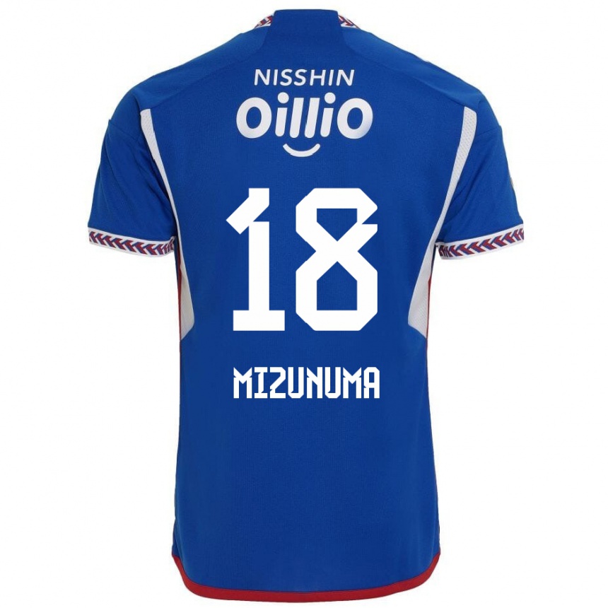 Kids Football Kota Mizunuma #18 Blue White Red Home Jersey 2024/25 T-Shirt Uk