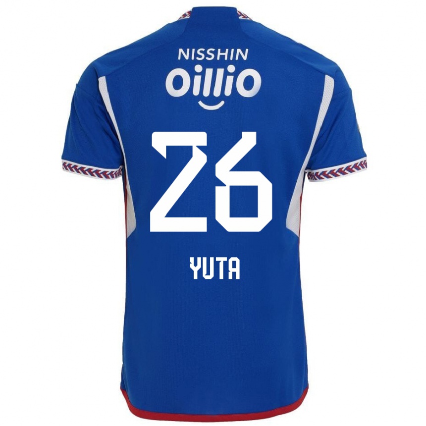 Kids Football Yuta Koike #26 Blue White Red Home Jersey 2024/25 T-Shirt Uk