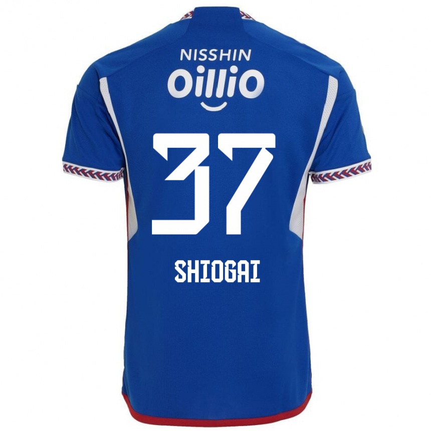 Kids Football Kento Shiogai #37 Blue White Red Home Jersey 2024/25 T-Shirt Uk