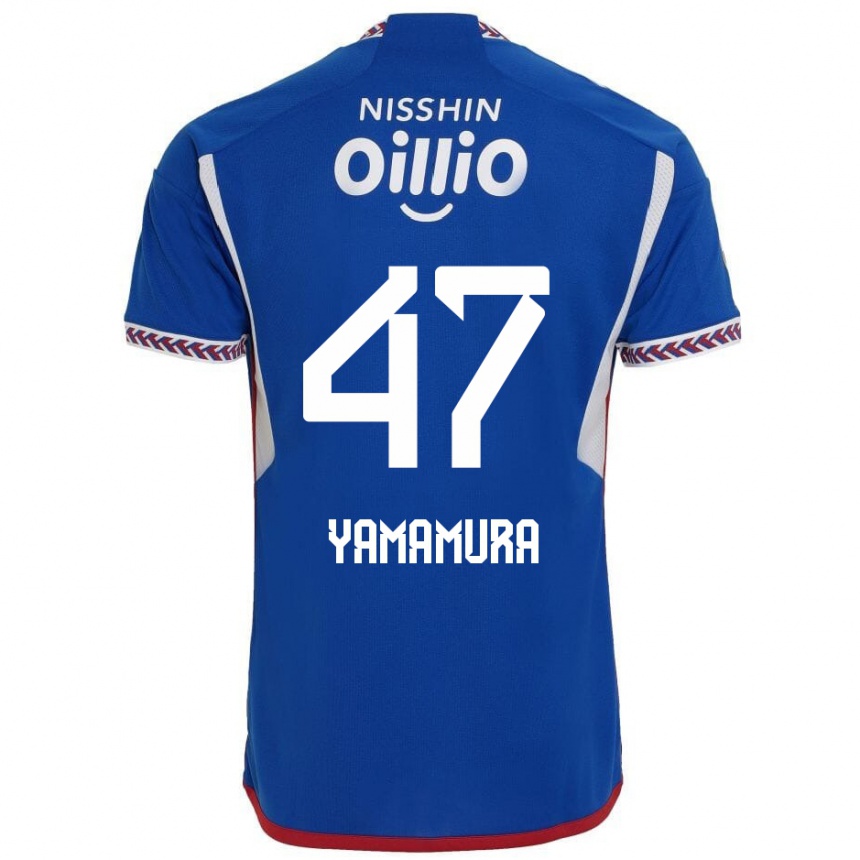 Kids Football Kazuya Yamamura #47 Blue White Red Home Jersey 2024/25 T-Shirt Uk