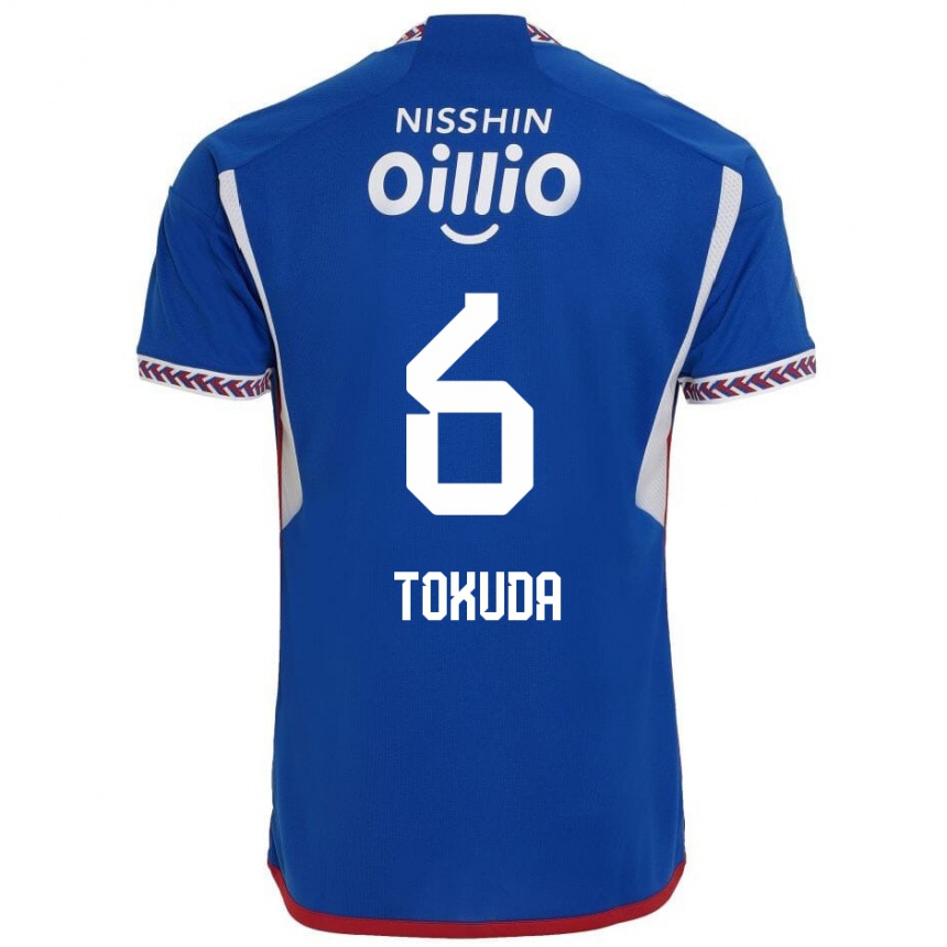 Kids Football Yuma Tokuda #6 Blue White Red Home Jersey 2024/25 T-Shirt Uk