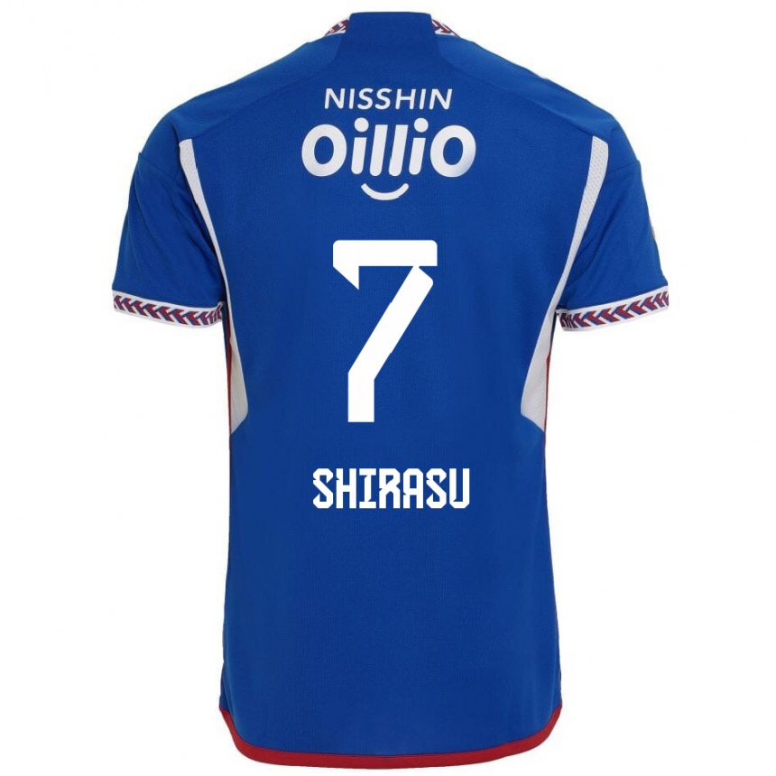 Kids Football Kento Shirasu #7 Blue White Red Home Jersey 2024/25 T-Shirt Uk