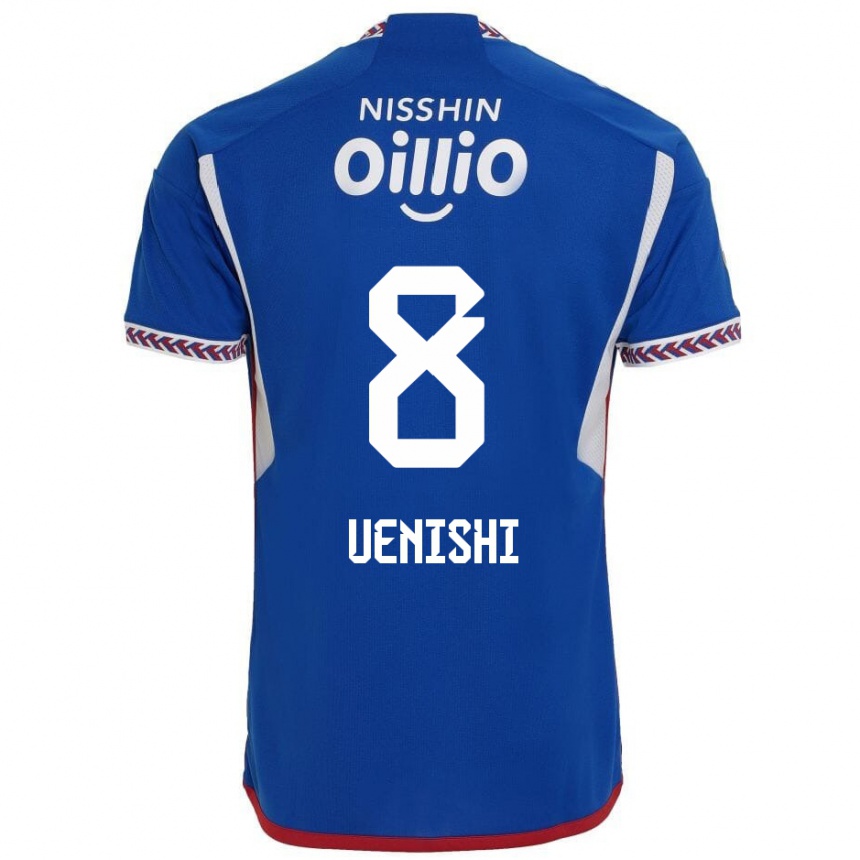 Kids Football Haruki Uenishi #8 Blue White Red Home Jersey 2024/25 T-Shirt Uk