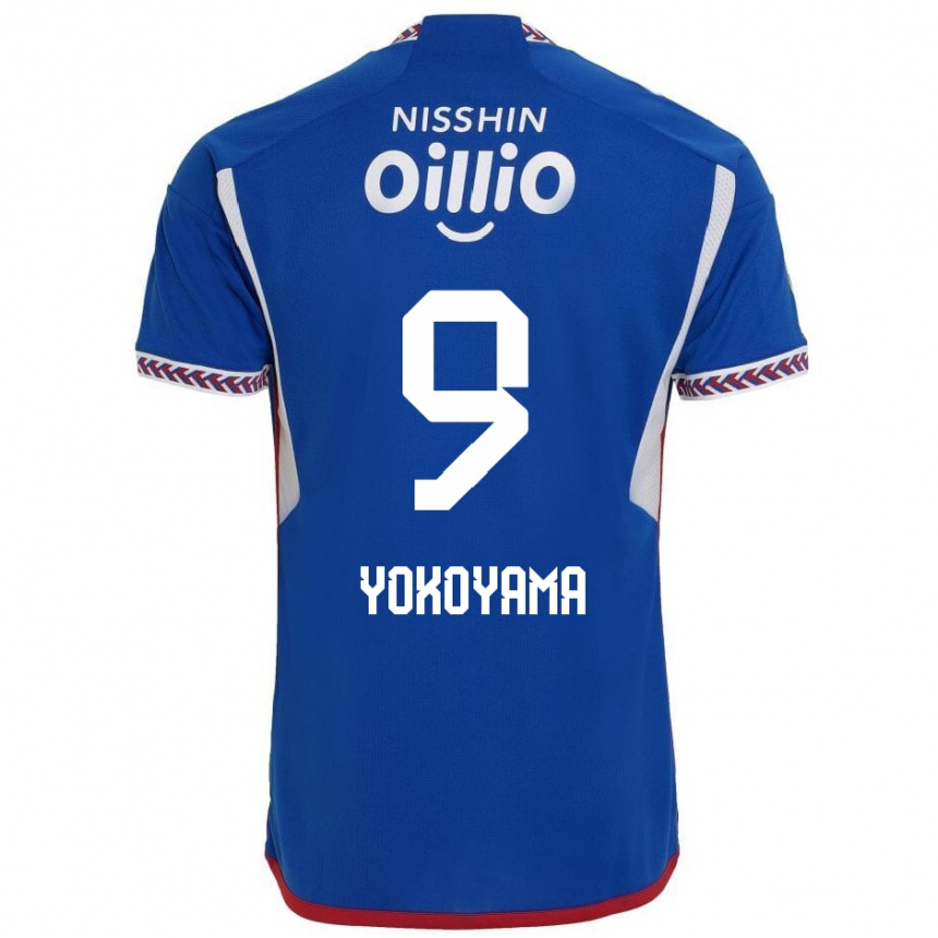 Kids Football Shunsuke Yokoyama #9 Blue White Red Home Jersey 2024/25 T-Shirt Uk