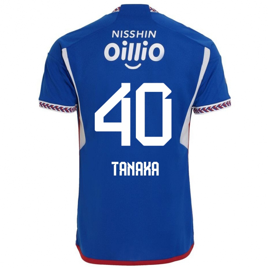 Kids Football Hiei Tanaka #40 Blue White Red Home Jersey 2024/25 T-Shirt Uk