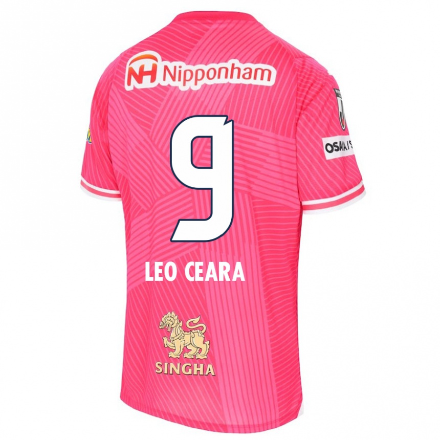 Kids Football Léo Ceará #9 Pink White Home Jersey 2024/25 T-Shirt Uk