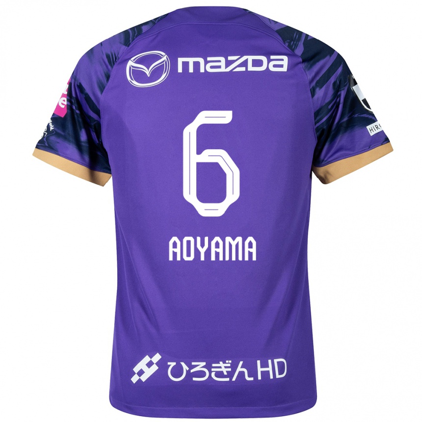 Kids Football Toshihiro Aoyama #6 Purple White Home Jersey 2024/25 T-Shirt Uk