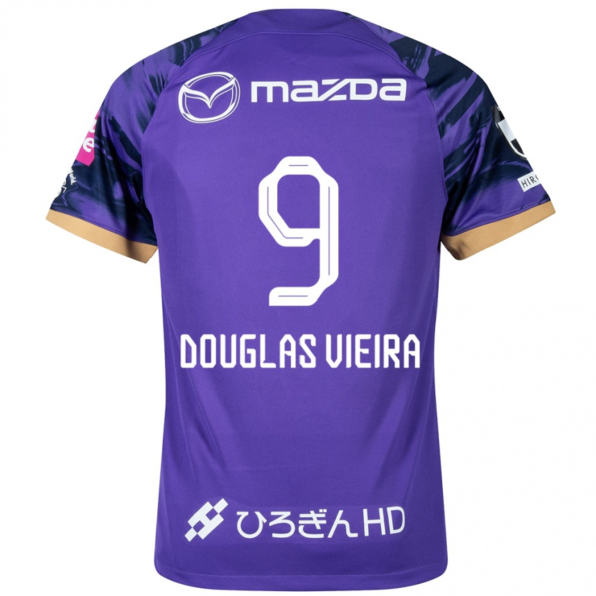 Kids Football Douglas Vieira #9 Purple White Home Jersey 2024/25 T-Shirt Uk