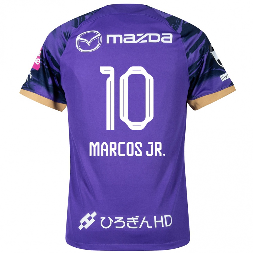 Kids Football Marcos Júnior #10 Purple White Home Jersey 2024/25 T-Shirt Uk