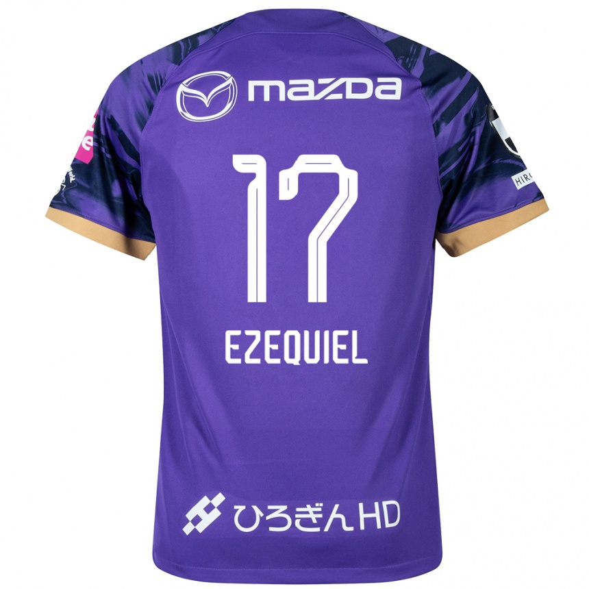 Kids Football Ezequiel #17 Purple White Home Jersey 2024/25 T-Shirt Uk