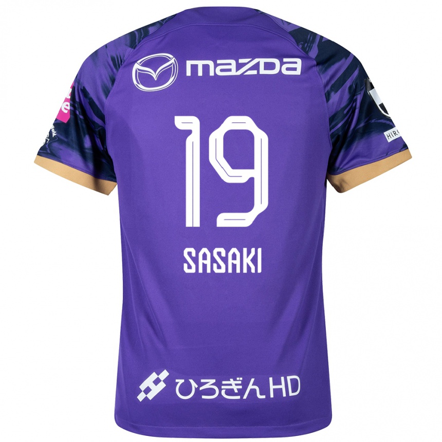 Kids Football Sho Sasaki #19 Purple White Home Jersey 2024/25 T-Shirt Uk