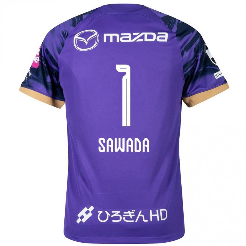 Kids Football Shunsuke Sawada #1 Purple White Home Jersey 2024/25 T-Shirt Uk