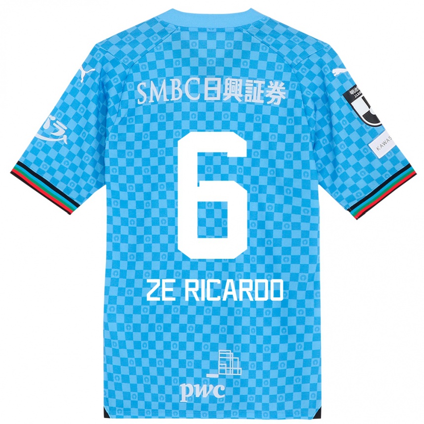 Kids Football Zé Ricardo #6 Azure Blue Home Jersey 2024/25 T-Shirt Uk