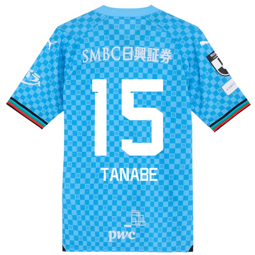 Kids Football Shuto Tanabe #15 Azure Blue Home Jersey 2024/25 T-Shirt Uk