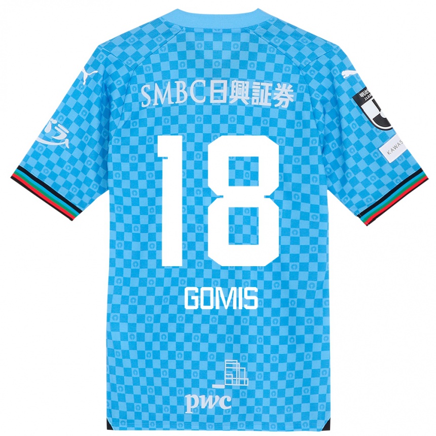 Kids Football Bafétimbi Gomis #18 Azure Blue Home Jersey 2024/25 T-Shirt Uk