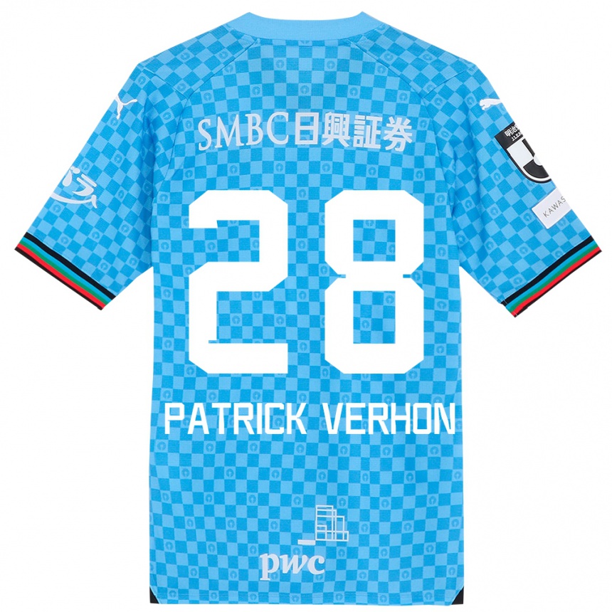 Kids Football Patrick Verhon #28 Azure Blue Home Jersey 2024/25 T-Shirt Uk