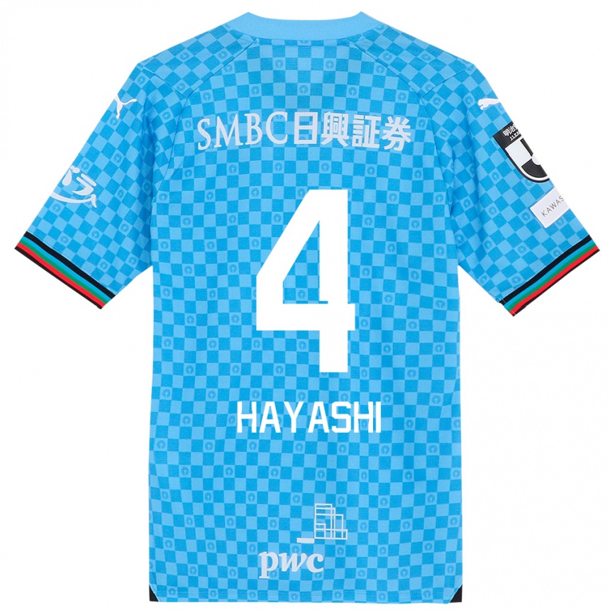 Kids Football Shunsuke Hayashi #4 Azure Blue Home Jersey 2024/25 T-Shirt Uk