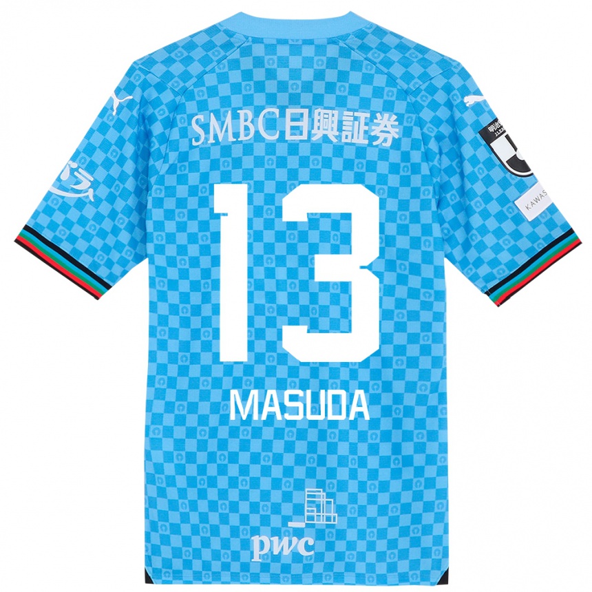 Kids Football Hinata Masuda #13 Azure Blue Home Jersey 2024/25 T-Shirt Uk