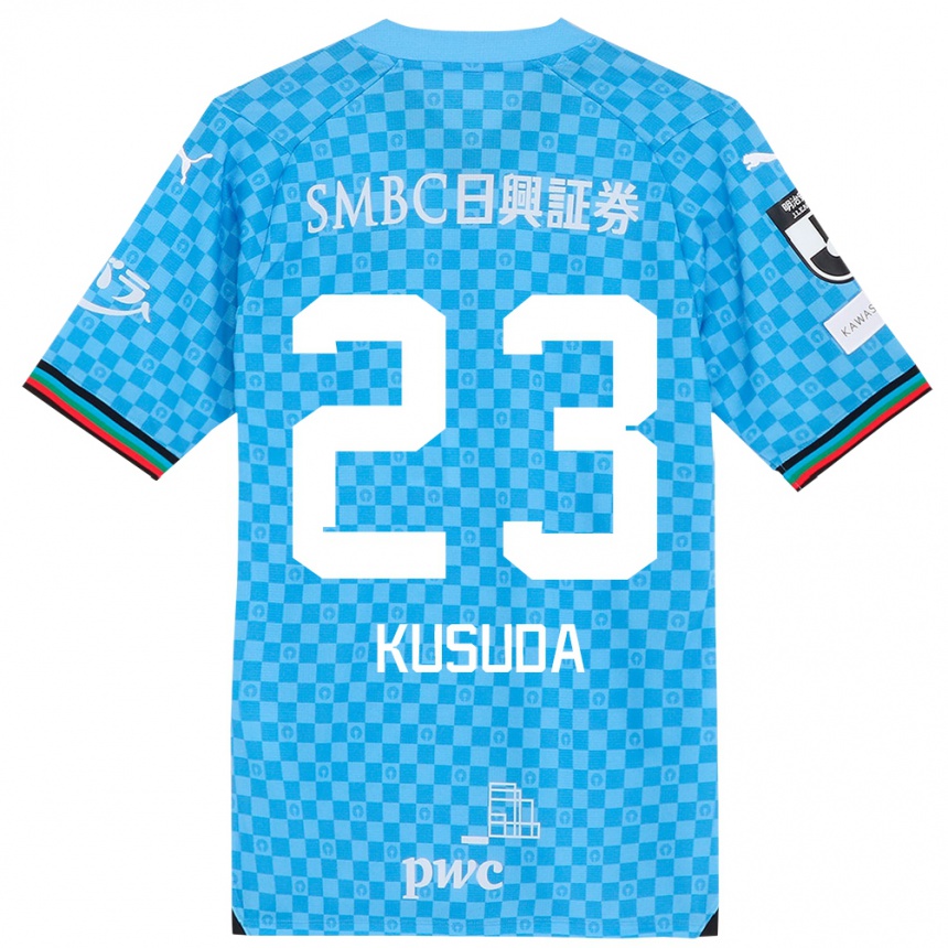 Kids Football Haruki Kusuda #23 Azure Blue Home Jersey 2024/25 T-Shirt Uk