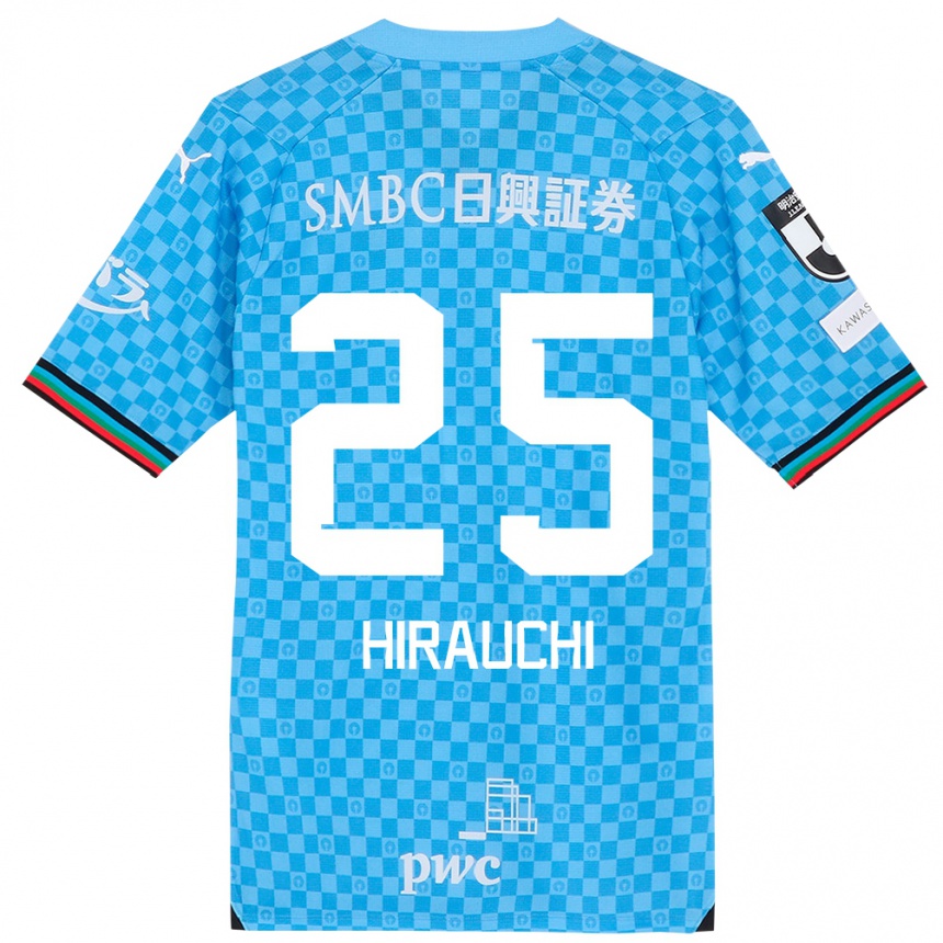 Kids Football Issei Hirauchi #25 Azure Blue Home Jersey 2024/25 T-Shirt Uk