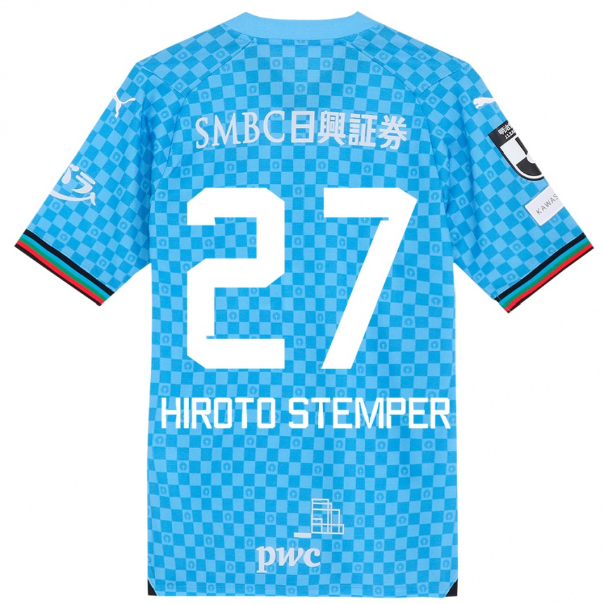 Kids Football Luka Hiroto Stemper #27 Azure Blue Home Jersey 2024/25 T-Shirt Uk