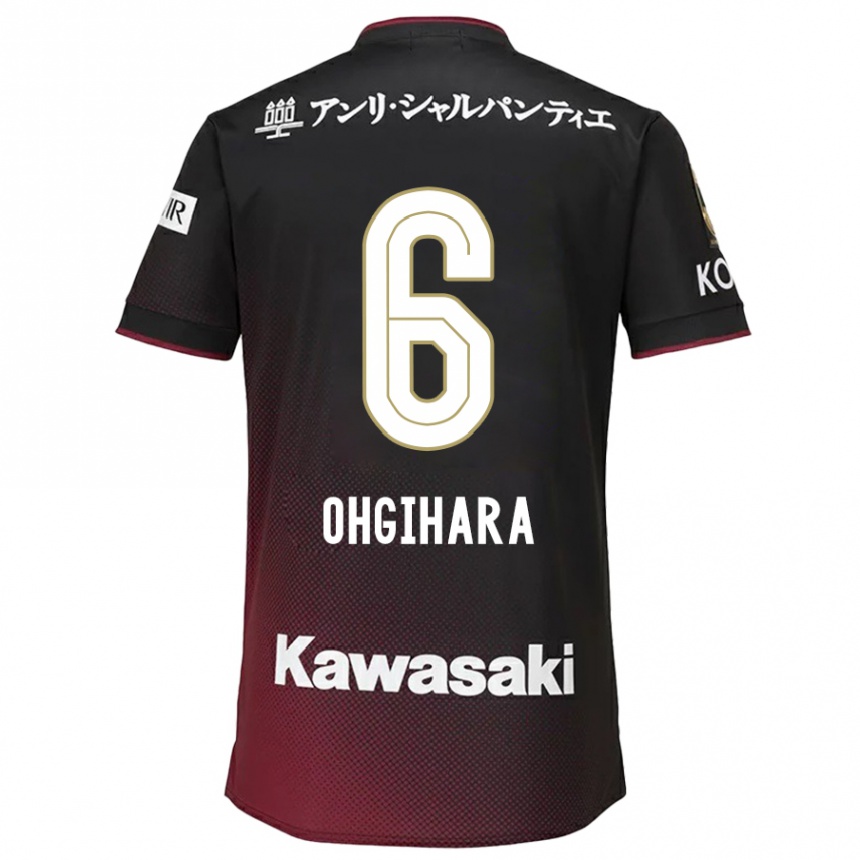 Kids Football Takahiro Ogihara #6 Black Red Home Jersey 2024/25 T-Shirt Uk