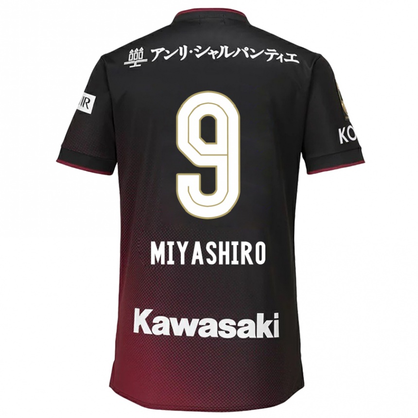 Kids Football Taisei Miyashiro #9 Black Red Home Jersey 2024/25 T-Shirt Uk