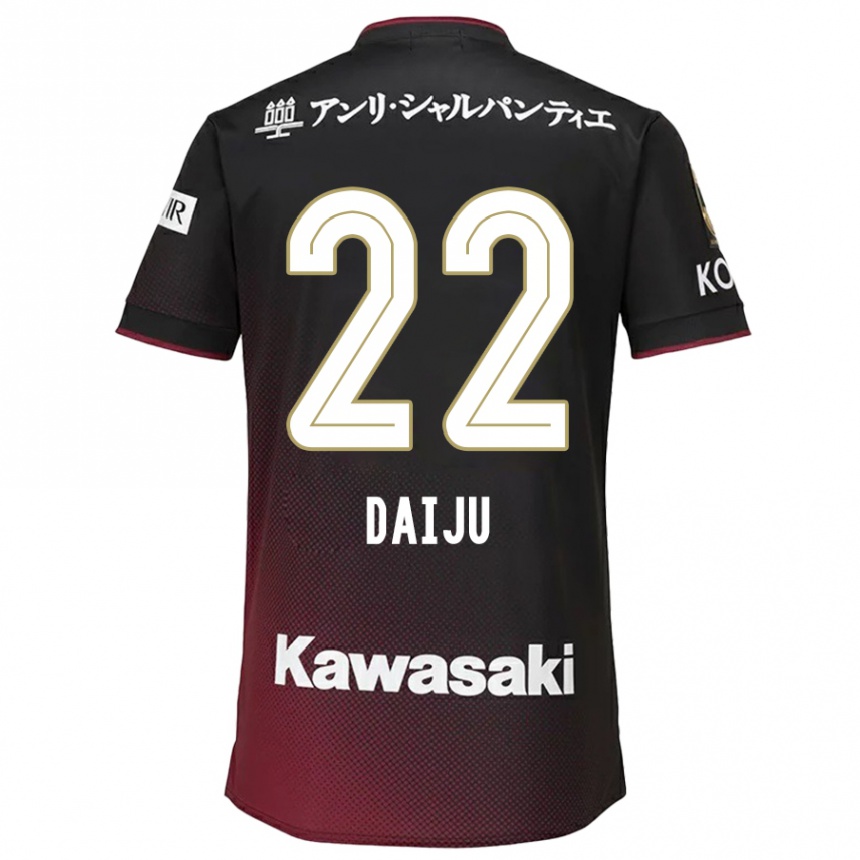 Kids Football Daiju Sasaki #22 Black Red Home Jersey 2024/25 T-Shirt Uk