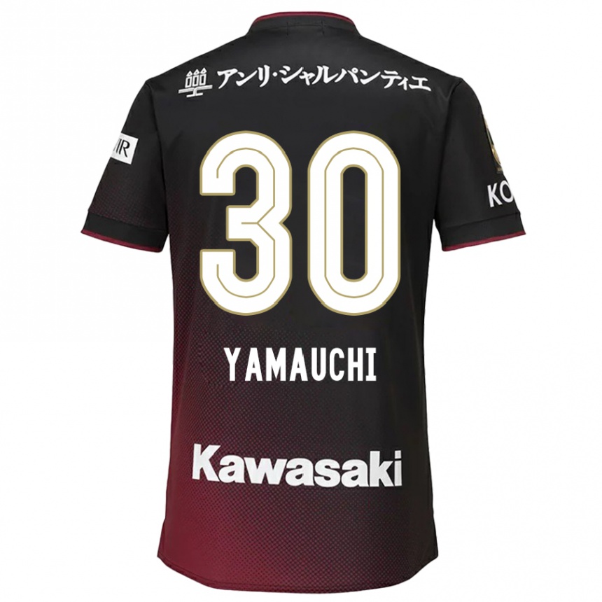 Kids Football Kakeru Yamauchi #30 Black Red Home Jersey 2024/25 T-Shirt Uk