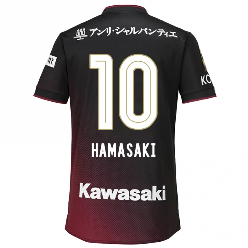 Kids Football Kento Hamasaki #10 Black Red Home Jersey 2024/25 T-Shirt Uk