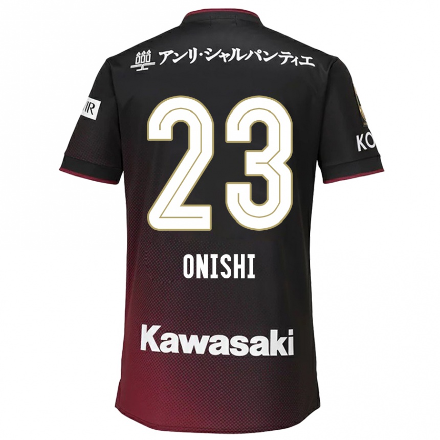 Kids Football Sota Onishi #23 Black Red Home Jersey 2024/25 T-Shirt Uk