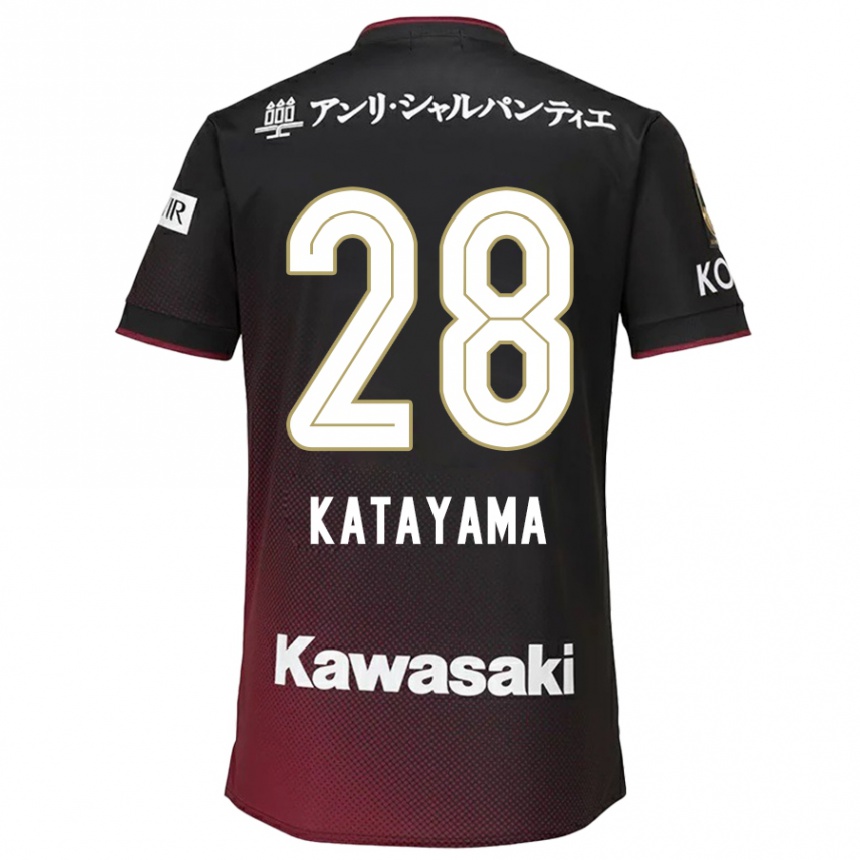 Kids Football Kota Katayama #28 Black Red Home Jersey 2024/25 T-Shirt Uk