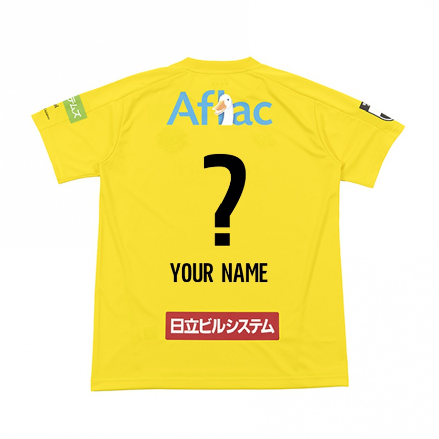 Kids Football Your Name #0 Yellow Black Home Jersey 2024/25 T-Shirt Uk