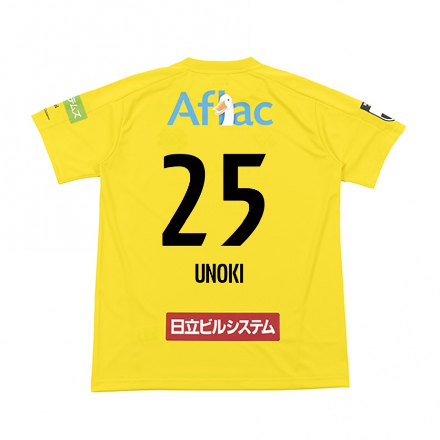 Kids Football Fumiya Unoki #25 Yellow Black Home Jersey 2024/25 T-Shirt Uk