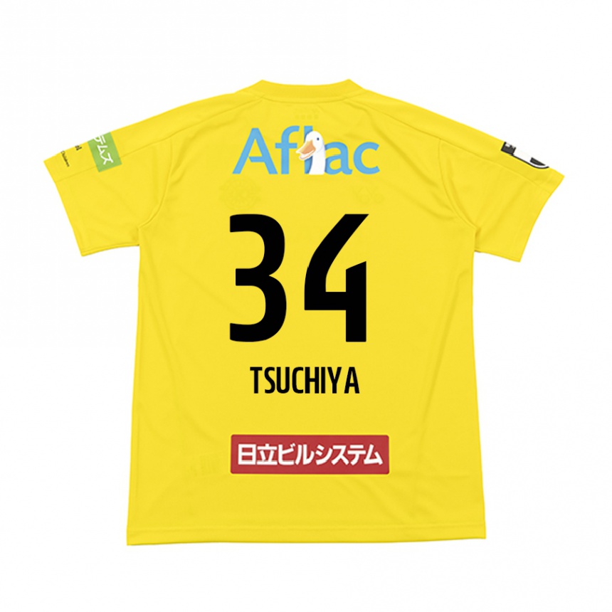 Kids Football Takumi Tsuchiya #34 Yellow Black Home Jersey 2024/25 T-Shirt Uk